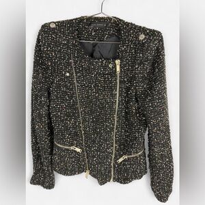 Zara Black Moto Jacket with Silver Zipper